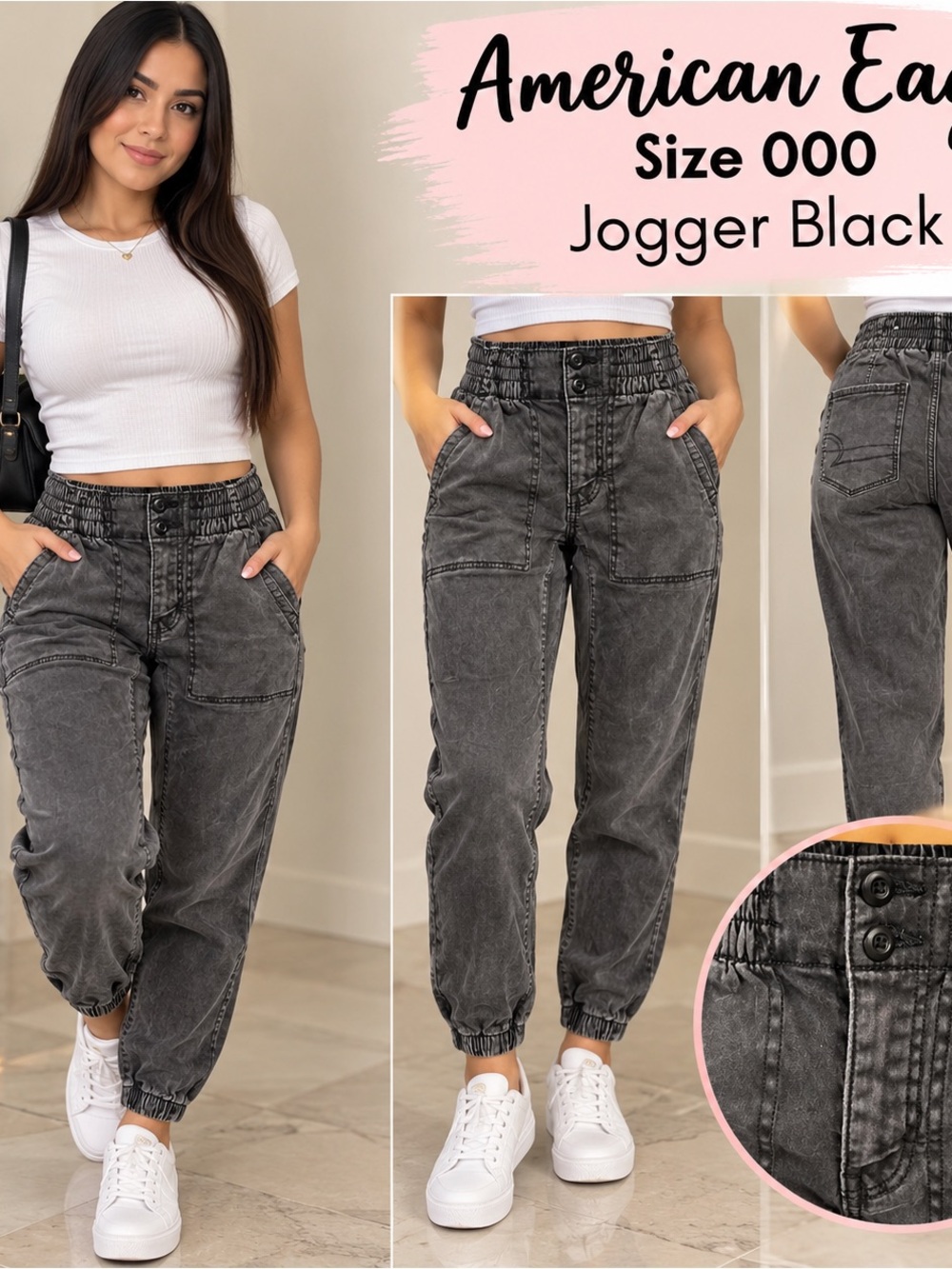 American Eagle Outfitters Black High-Waist Jogger Jeggings